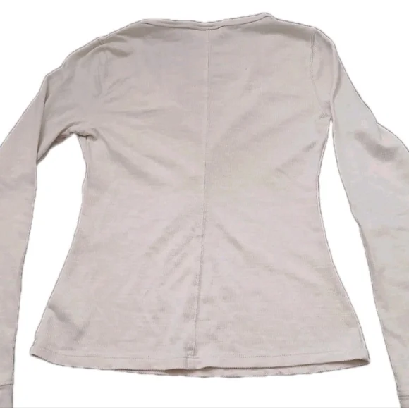 Ribbed Henley Thermal Long Sleeved Top Ivory Size:XS Women's Universal Threads - Picture 6 of 9